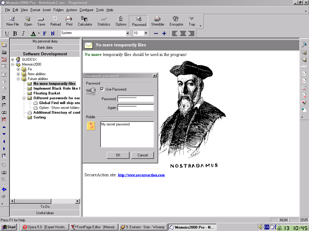 Secure Notes Organizer 3.0.9 software screenshot