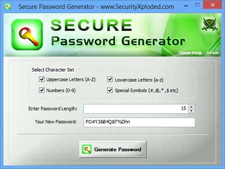 Secure Password Generator Portable 2.0 software screenshot