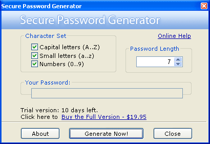 Secure Password Generator 2.2 software screenshot