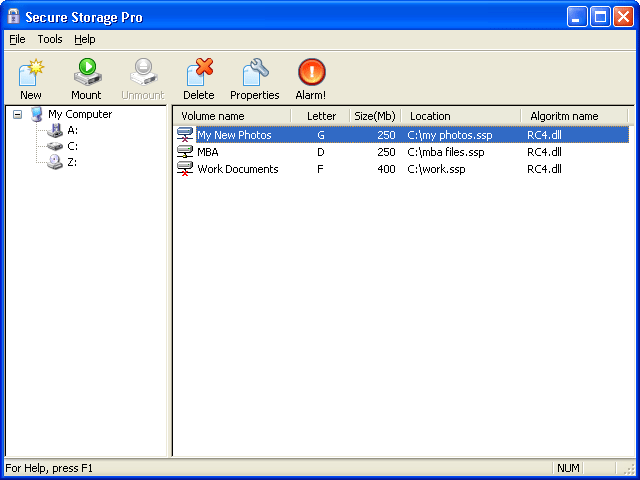 Secure Storage Pro 1.4 software screenshot