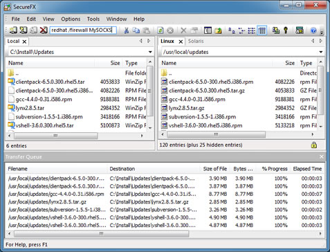 SecureFX 8.1.2.1362 software screenshot