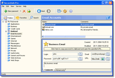 SecureSafe Pro 3.6 software screenshot