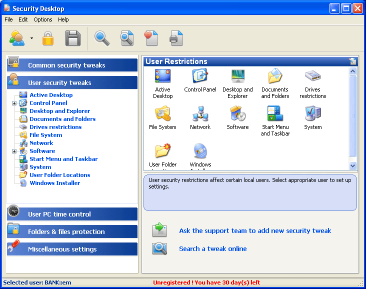 Security Desktop Tool 7.5.5.2 software screenshot