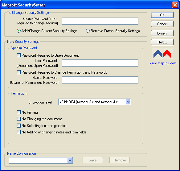 SecuritySetter 1.5 software screenshot