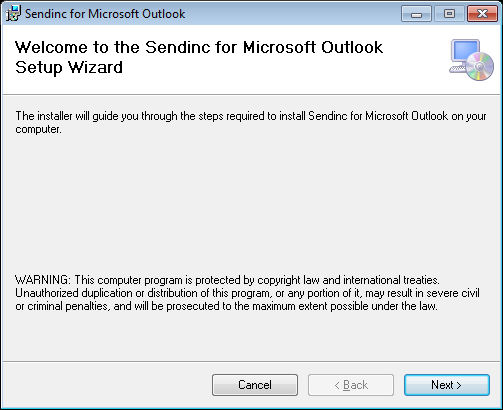 Sendinc 2.0 software screenshot