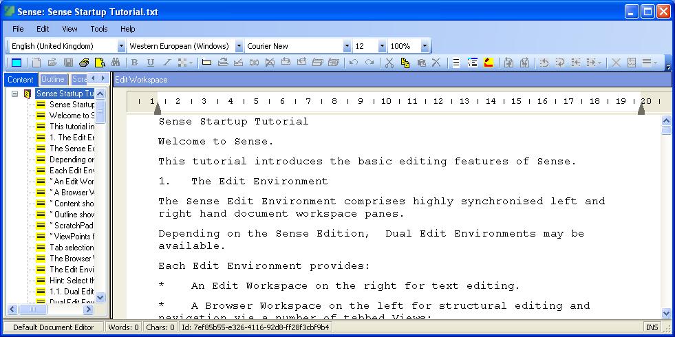 Sense Txt Plugin 1.4.0 software screenshot
