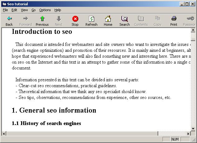 Seo tutorial 1.5 software screenshot