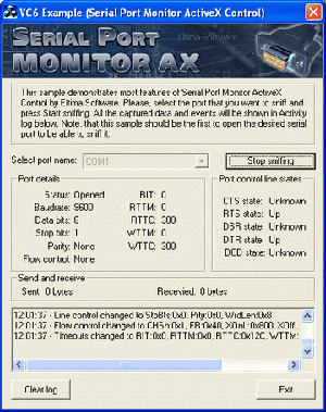 Serial Port Monitor ActiveX 3.0 software screenshot