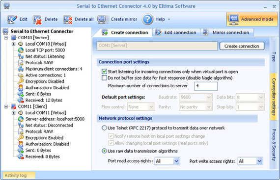 Serial over Ethernet 5.0 software screenshot