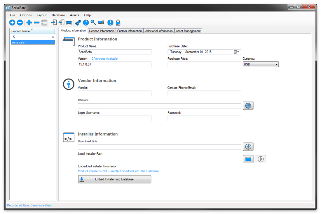 SerialSafe 15.1.0.06 software screenshot