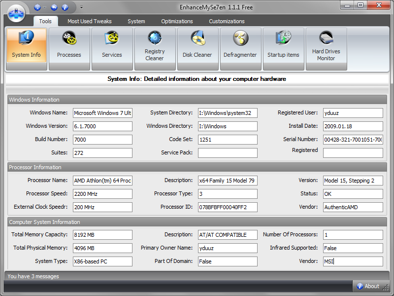 SeriousBit EnhanceMySe7en Pro 3.5 software screenshot