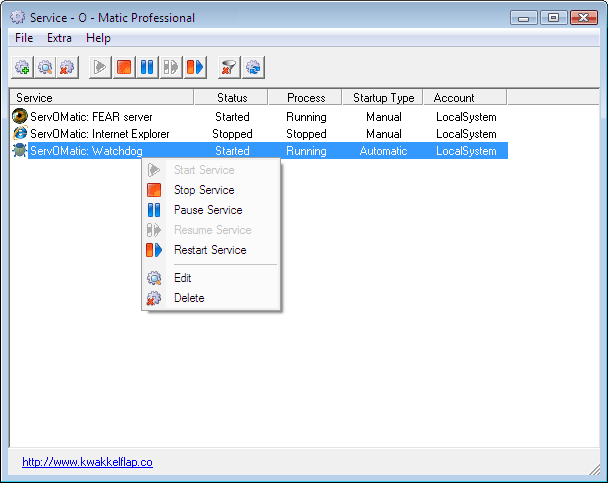 Service - O - Matic 3.00 software screenshot