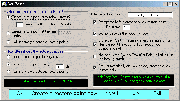 Set Point 1.4.04 software screenshot