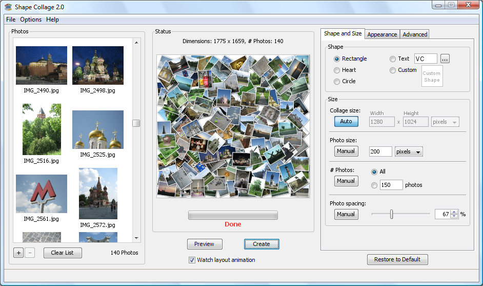 Shape Collage 2.5.3 software screenshot