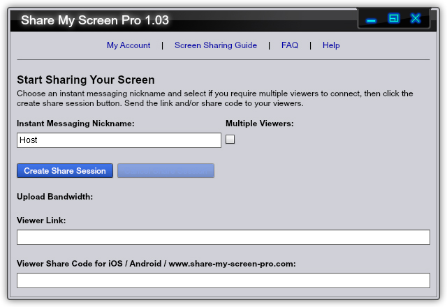 Share My Screen Pro 1.05 software screenshot