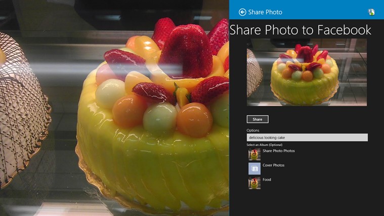 Share Photo to Facebook for Windows 8 2.2.0.1 software screenshot