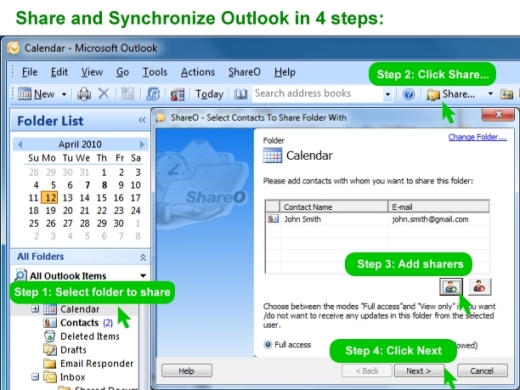 ShareO for Outlook 3.51 software screenshot