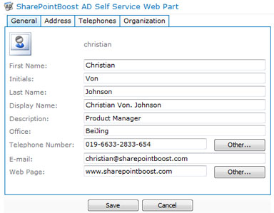 SharePoint AD Self Service 2.6.723.0 software screenshot