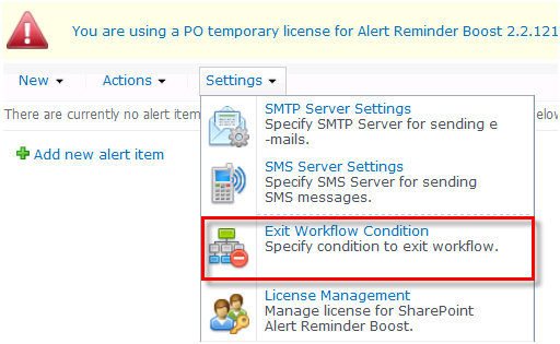 SharePoint Alert Reminder Boost 2.7.510.0 software screenshot