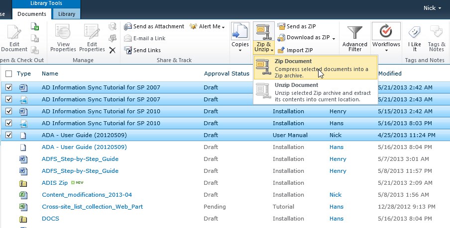 SharePoint Bulk Zip & Unzip 2.4.830.0 software screenshot