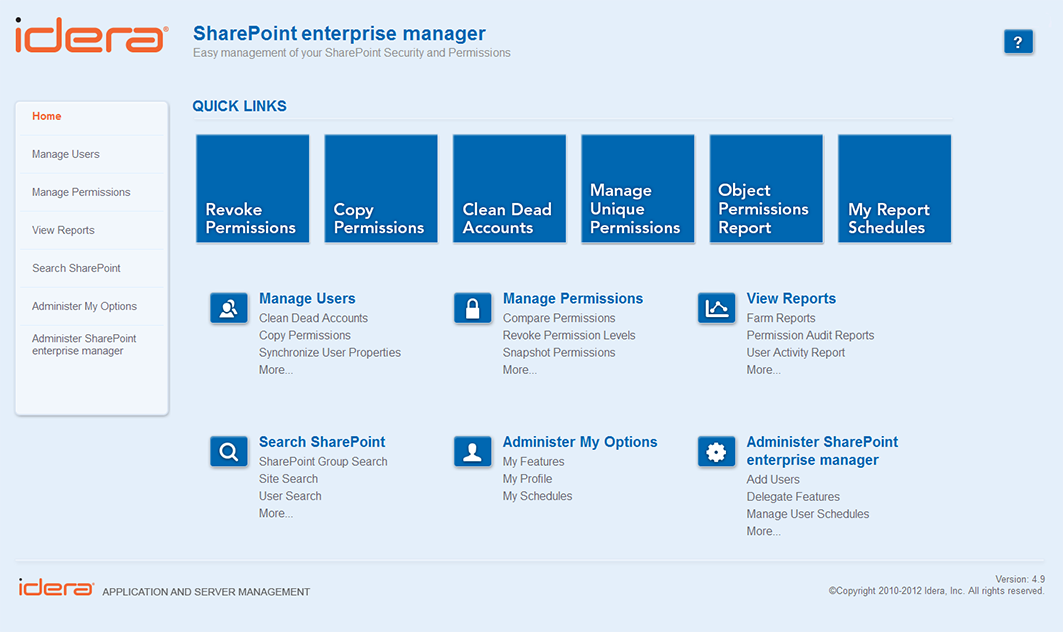 SharePoint Enterprise Manager 4.9.5 software screenshot