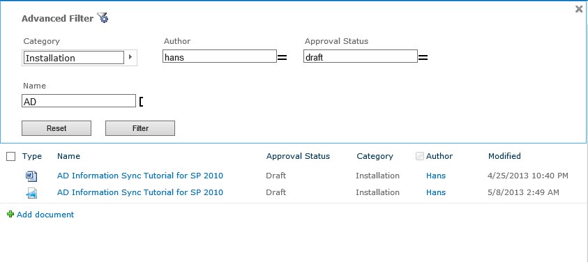 SharePoint List Advanced Filter 2.4.830.0 software screenshot