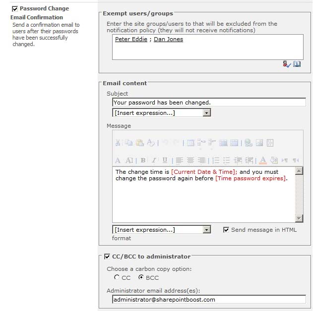 SharePoint Password Change & Expiration 3.7.107.1 software screenshot