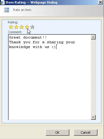 SharePoint Rating Solution 13.1.00 software screenshot