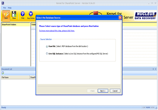 SharePoint Recovery 9.04.01 software screenshot