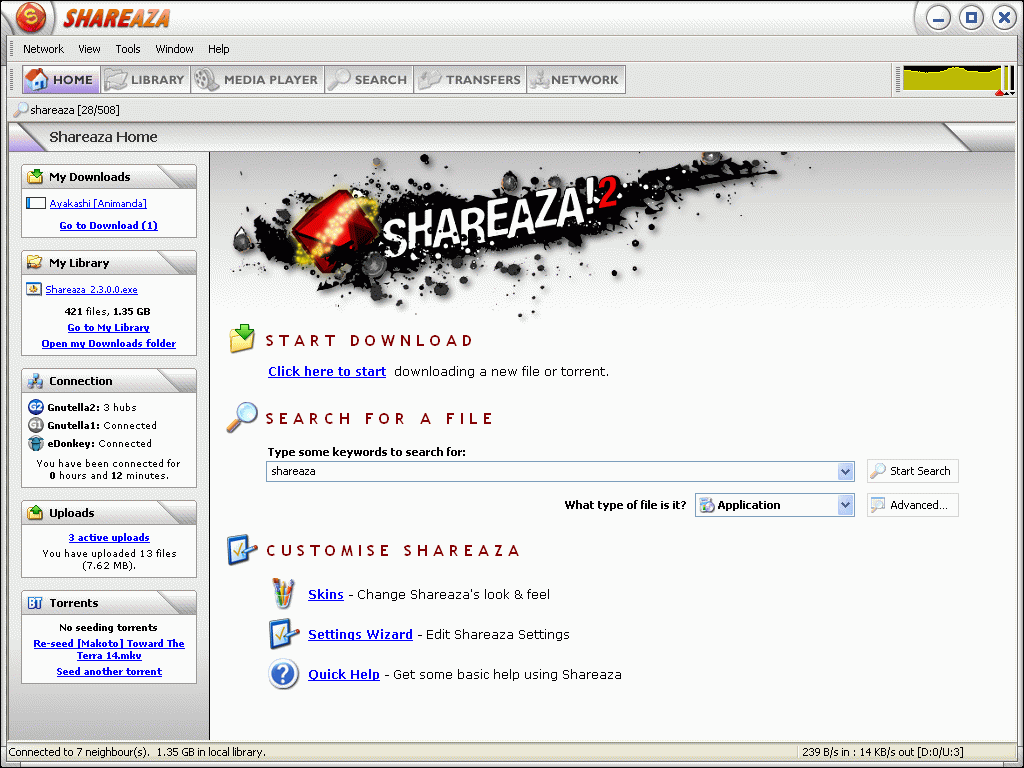 Shareaza 2.7.9.0 r9602 software screenshot