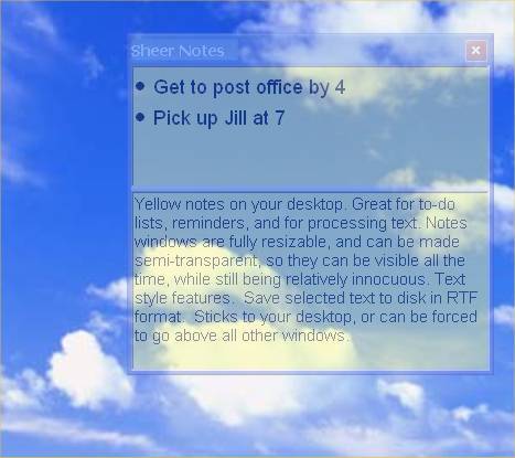 Sheer Notes 1.1 software screenshot