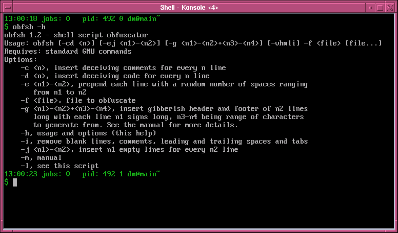 Shell script obfuscator 1.2 software screenshot
