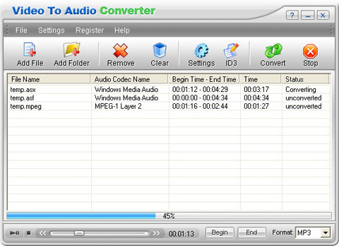 Shinesoft Video to Audio Converter 3.01.25 software screenshot