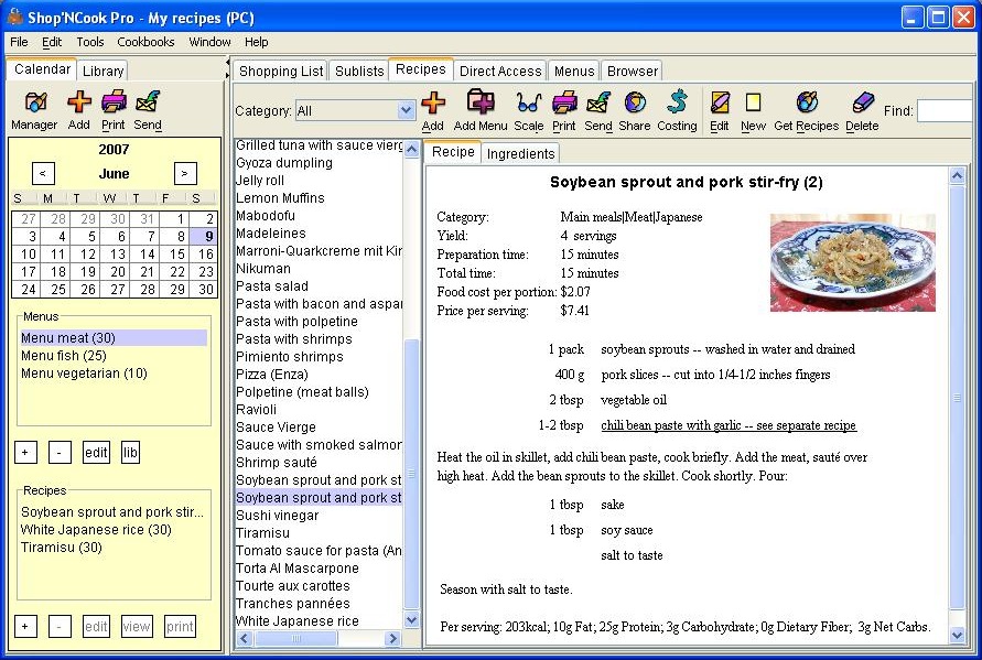 Shop N Cook Pro 3.4.3 software screenshot