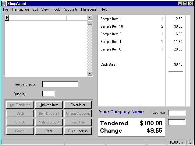 ShopAssist Point Of Sale System 5.10 software screenshot