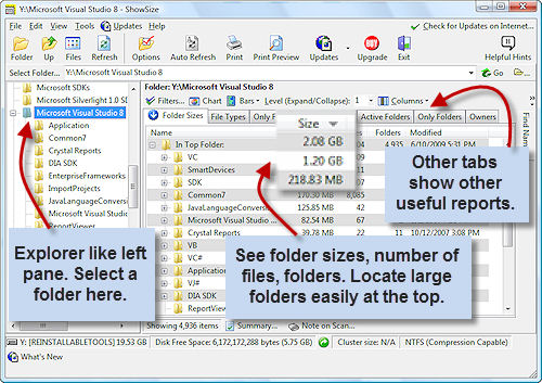 ShowSize Disk Space Analyzer 5.1 software screenshot