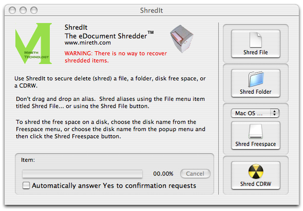 ShredIt X 6.0.2 software screenshot