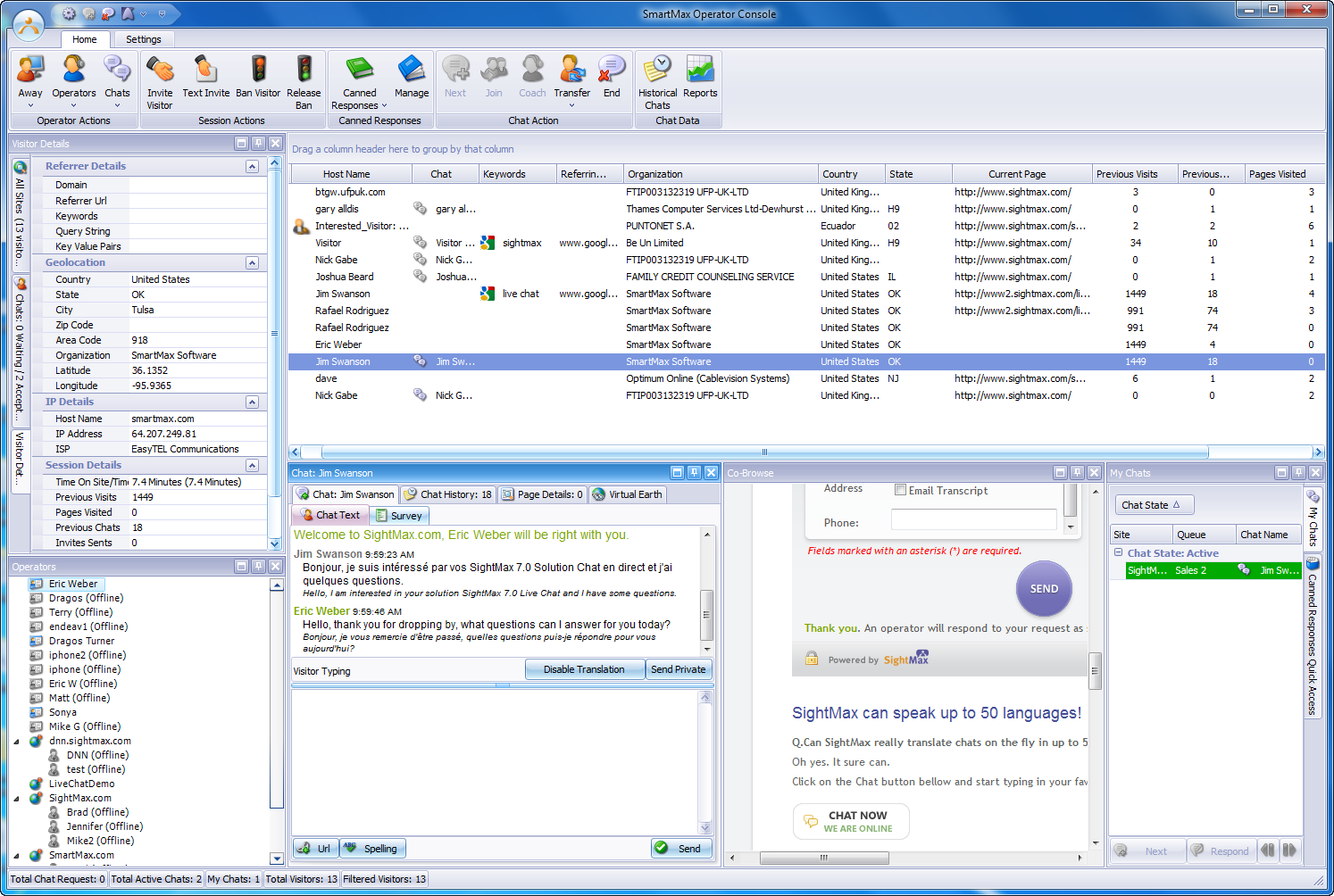 SightMax Live Chat 7.6.3 software screenshot