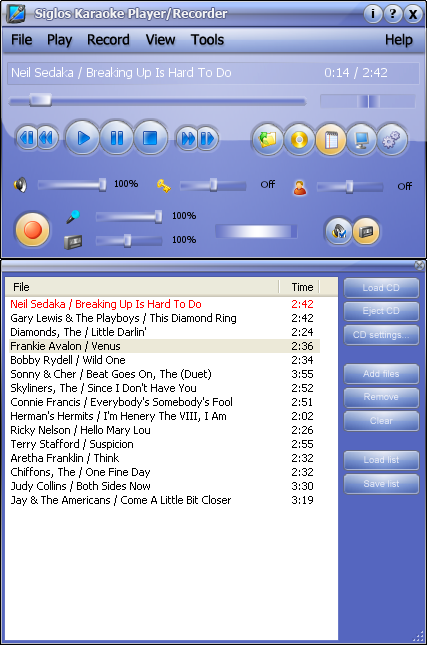 Siglos Karaoke Player/Recorder 2.0.69.0 software screenshot
