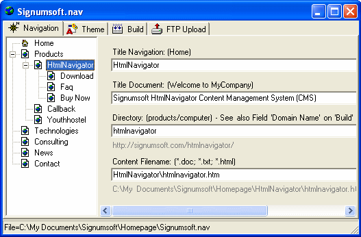 Signumsoft HtmlNavigator (CMS) 2004 software screenshot