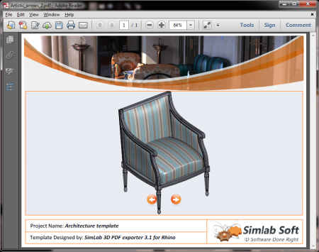 SimLab 3D PDF Exporter for Rhino 3.2 software screenshot