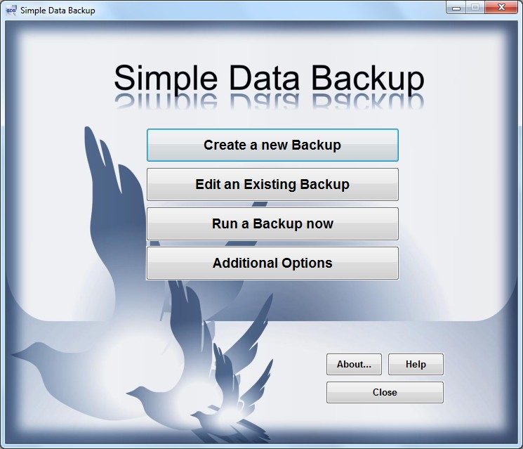 Simple Data Backup 8.2 software screenshot