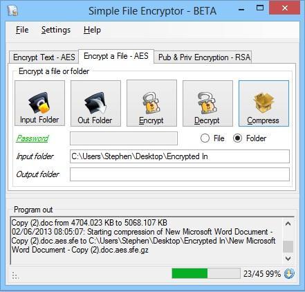 Simple File Encryptor 1.4.0.1 software screenshot