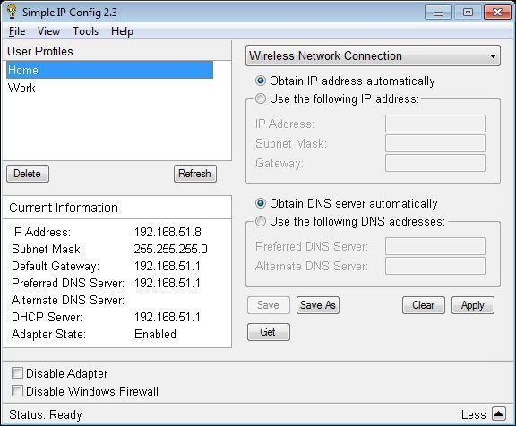 Simple IP Config 2.8 software screenshot