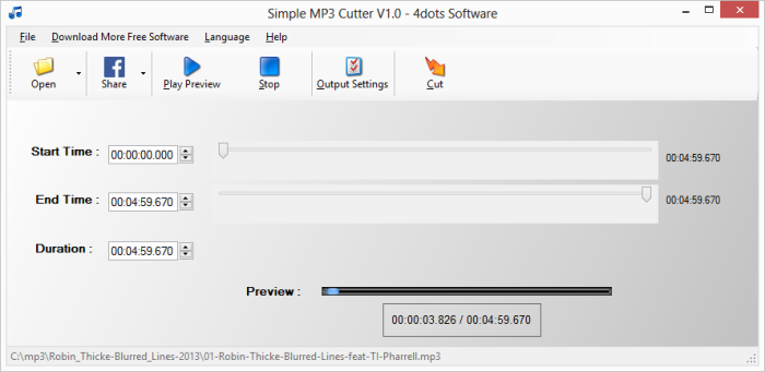 Simple MP3 Cutter 1.5 software screenshot