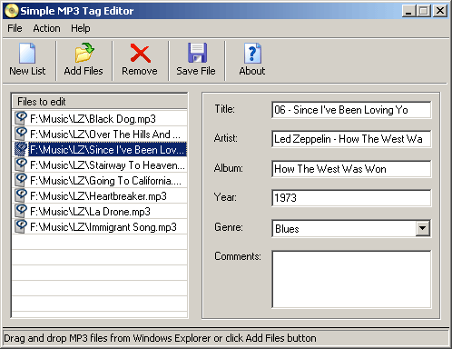 Simple MP3 Tag Editor 1.3 software screenshot