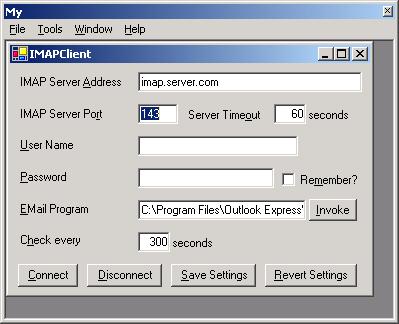 Simple System Tray IMAP Client 1.0 software screenshot