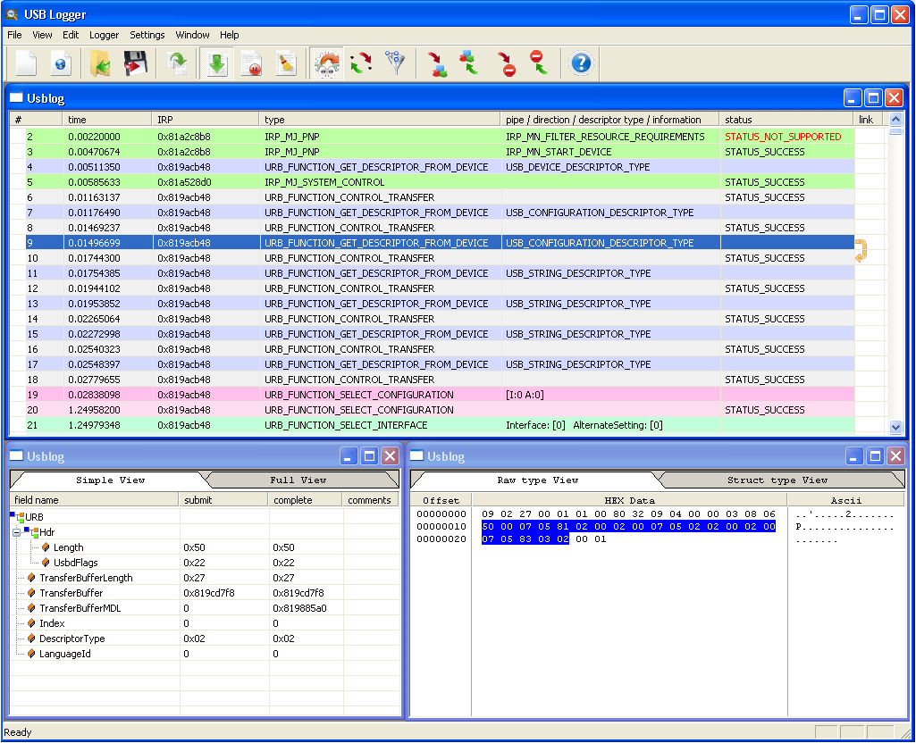Simple USB Logger 1.6 software screenshot