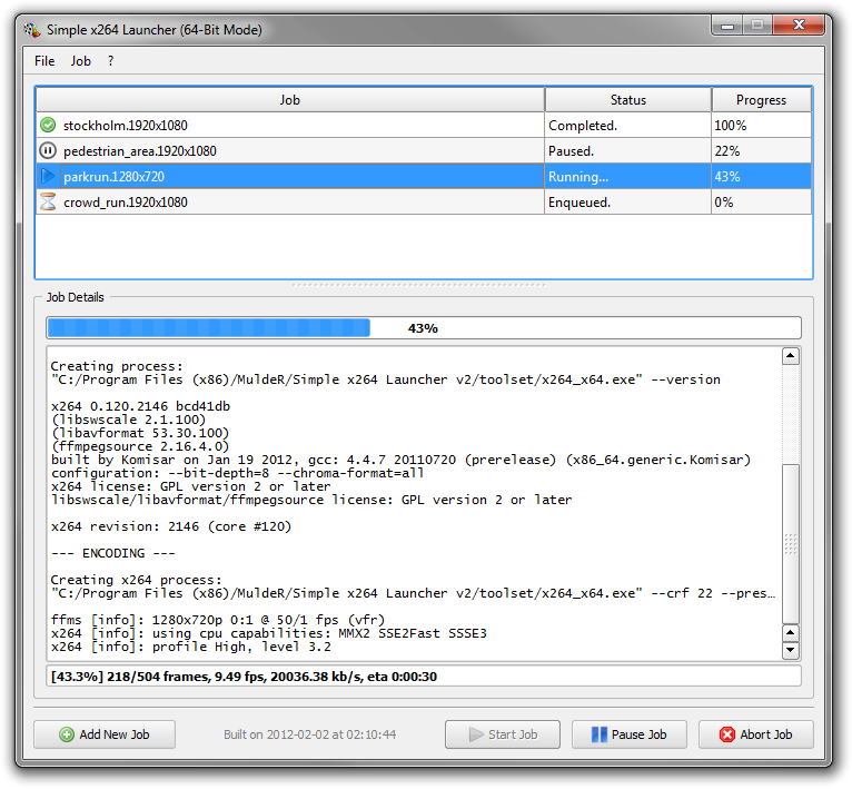 Simple x264/x265 Launcher 2.83.1114 software screenshot