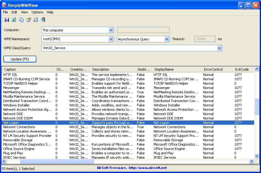 SimpleWMIView 1.30 software screenshot